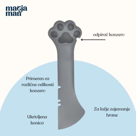 Silikonski nož za doziranje hrane PAWY črn