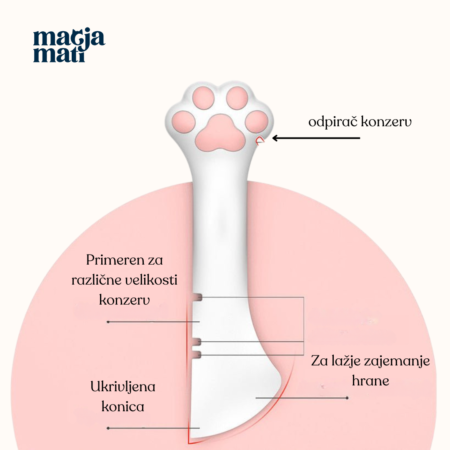 Silikonski nož za doziranje hrane PAWY roza