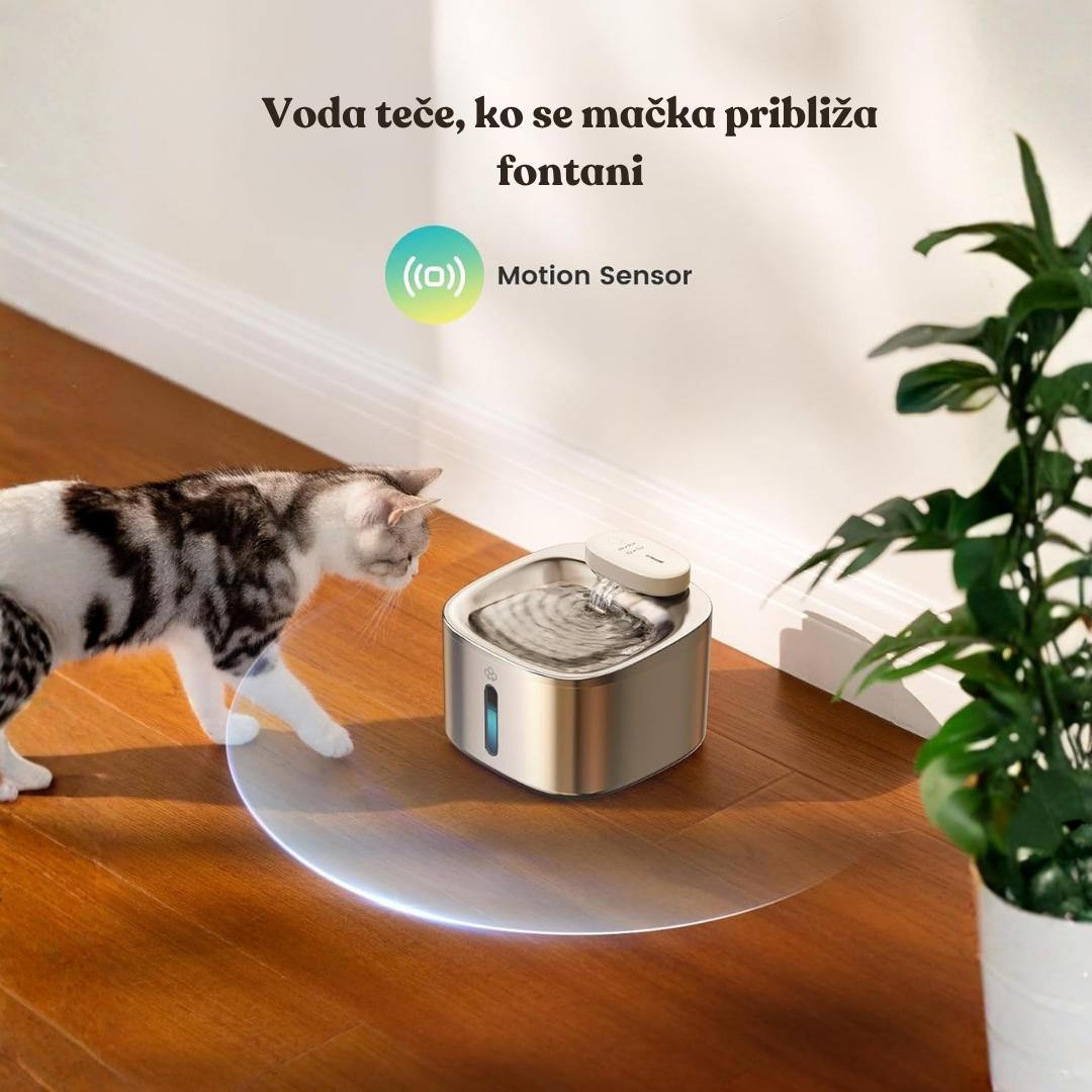 Fontana za mačko iz nerjavečega jekla – brezžična (3.5 L) Fontana za mačko iz nerjavečega jekla – brezžična (3.5 L)