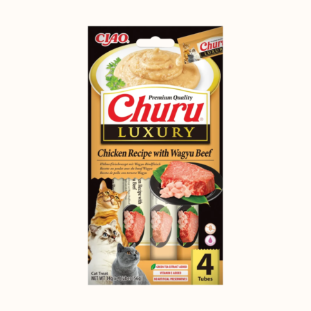 Inaba Cat Churu Luxury Purée, piščanec in govedina Wagyu - 4 x 14 g