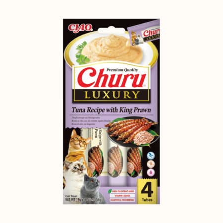 Inaba Cat Churu Luxury Purée, tuna in kraljeve kozice - 4 x 14 g