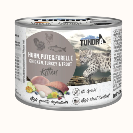 TUNDRA mokra hrana za mačke KITTEN Piščanec, Puran & Postrv 200g