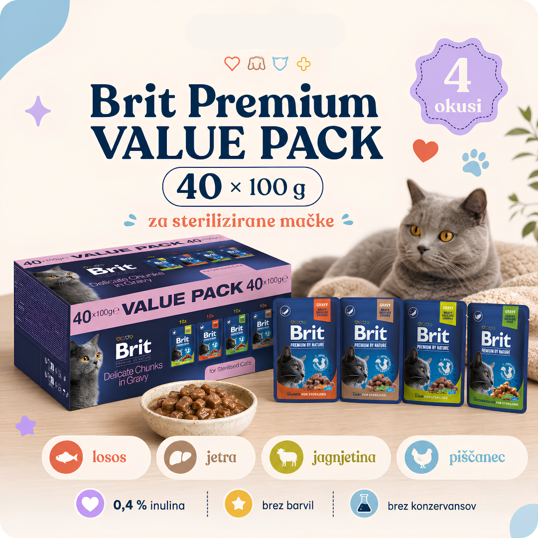 Brit Premium mokra hrana za sterilizirane mačke, value pack 40 x 100g Brit Premium mokra hrana za sterilizirane mačke, value pack 40 x 100g