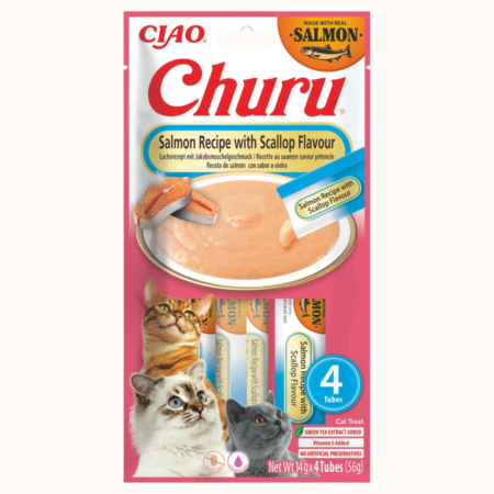 Inaba Cat Churu Losos in pokrovača - 4 x 14 g