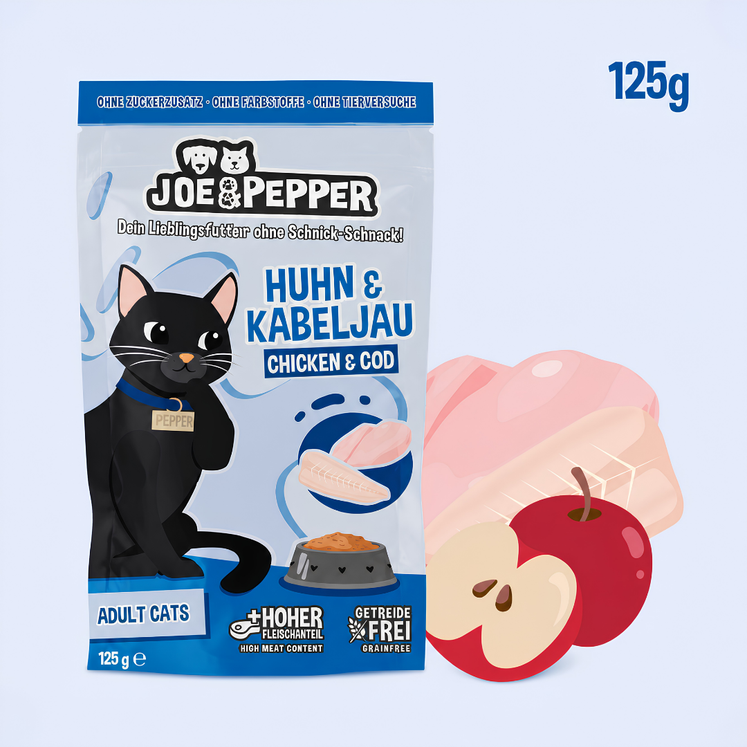 Joe & Pepper mokra hrana za mačke – piščanec in trska, 125 g vrečka Joe & Pepper mokra hrana za mačke – piščanec in trska, 125 g vrečka